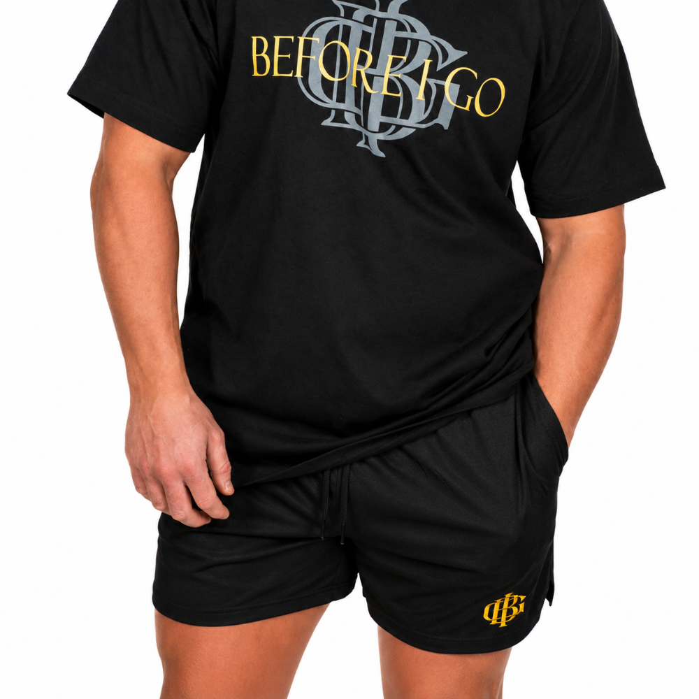 BIG Shorts in Black Wide Shot 2