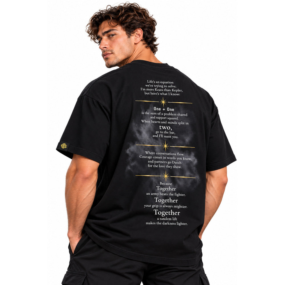 Back of the BIG x TWL Together We're Stronger t-shirt showing the original poem print