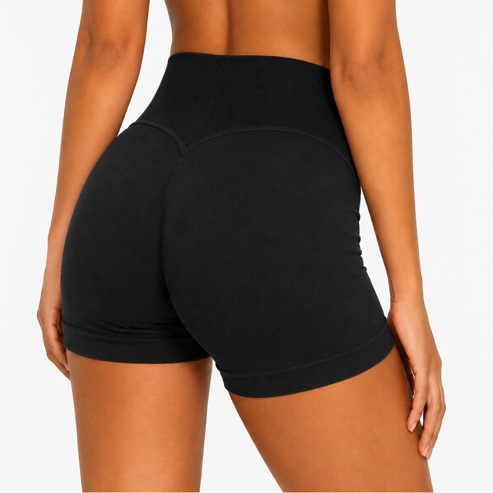 BIG women's scrunch shorts black back